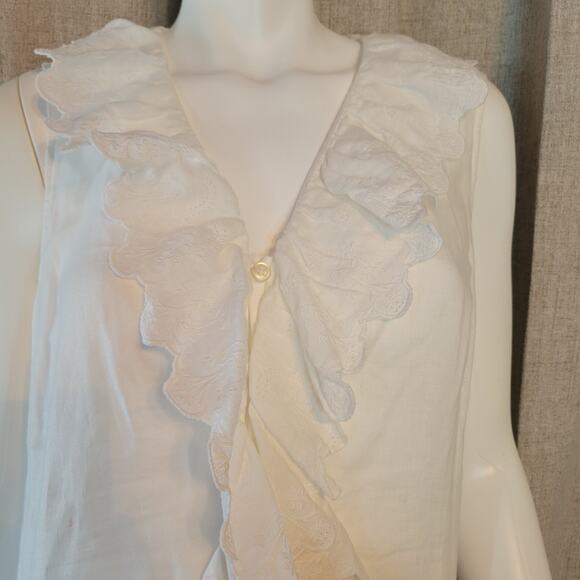 Lauren Ralph Lauren Frill 100% Linen Sleeveless Button Dress & Cotton Slip Sz 14 - Picture 4 of 10